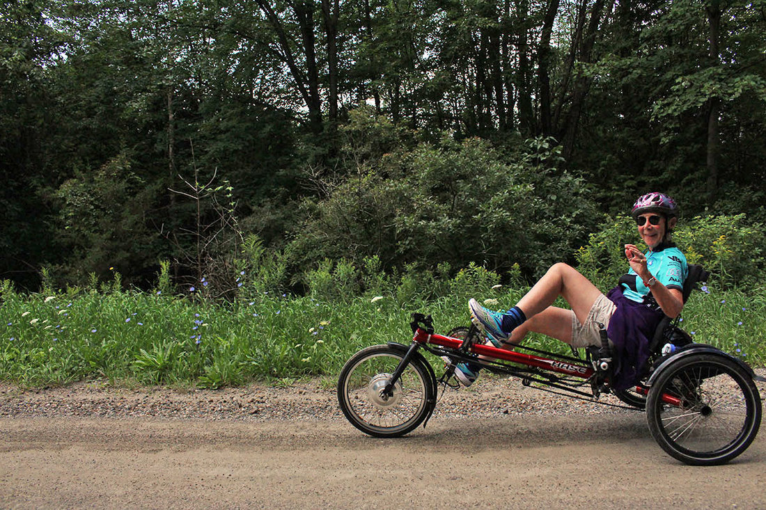 Riding a recumbent trike on a beautiful day