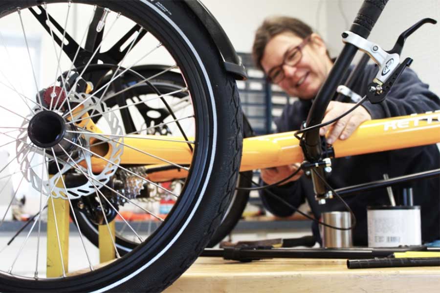 Anja building an adaptive trike