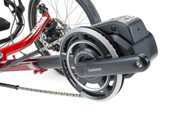 ICE Sprint X recumbent bike Shimano STEPS e-assist motor