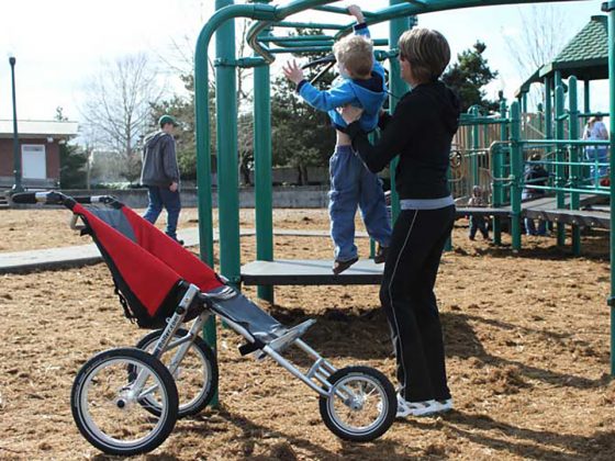 Woman and child at a park with a Rad-Innovations X-Jogger