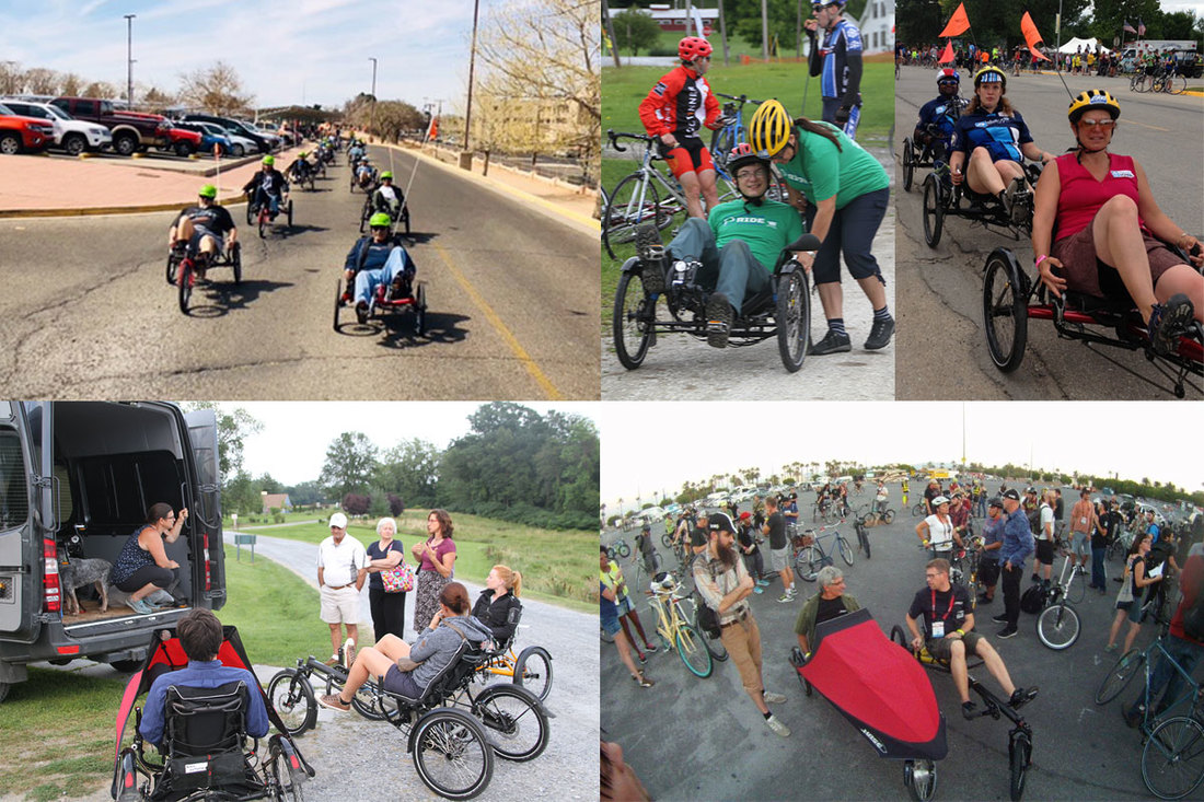 Photos of RAD-Innovations at adaptive cycling events